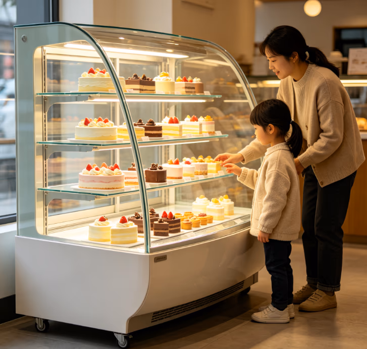 Curved Glass Cake Display Cabinet